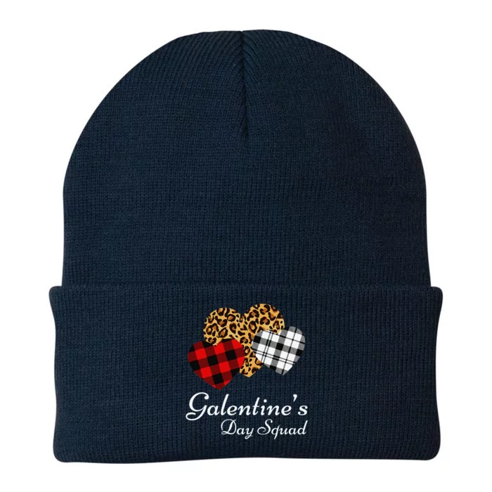 Galentine's Day Squad Valentine's Hearts Love Leopard Plaid Knit Cap Winter Beanie