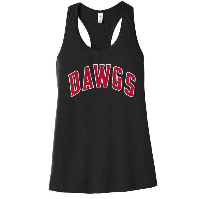 Go D.A.W.G.S Sic Em Team Mascot School Spirit Game Day Women's Racerback Tank