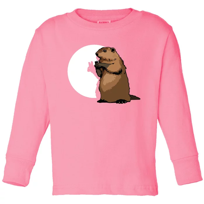 Groundhog Day Shadow Puppet Funny Gift Toddler Long Sleeve Shirt