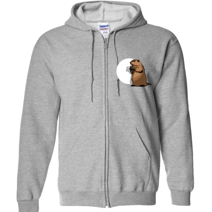 Groundhog Day Shadow Puppet Funny Gift Full Zip Hoodie