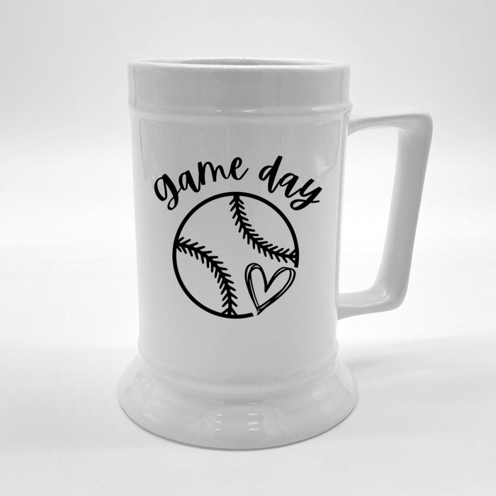 Game Day Softball Heart Love S Or Baseball Gift Front & Back Beer Stein