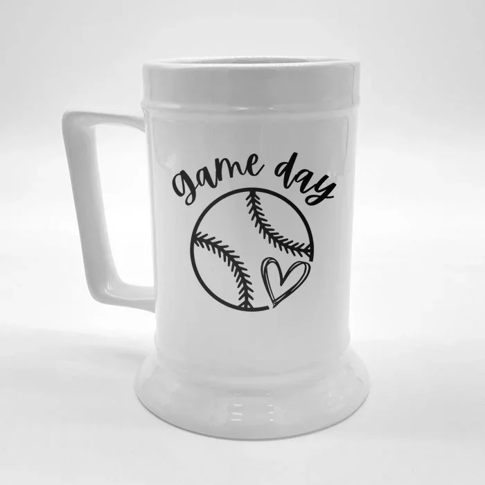 Game Day Softball Heart Love S Or Baseball Gift Front & Back Beer Stein