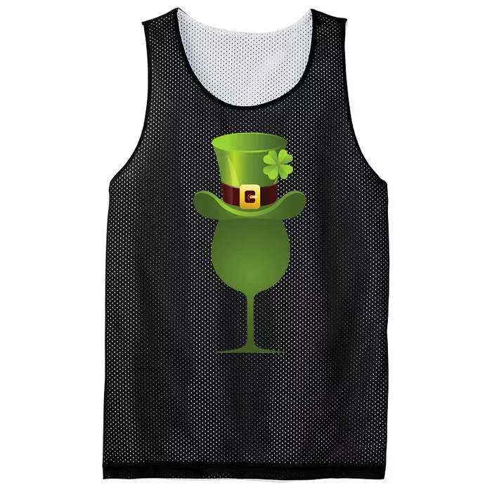 Green Drinking St. Patricks Shamrock Tophat Wine Graphic Mesh Reversible Basketball Jersey Tank