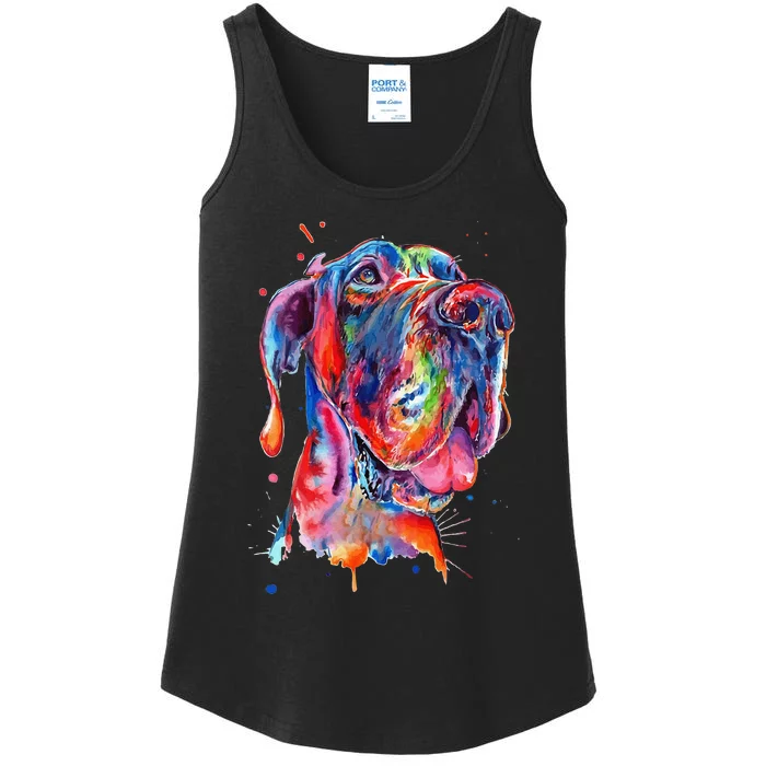 Great Dane Splash Art Dane Ladies Essential Tank