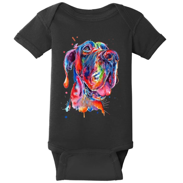 Great Dane Splash Art Dane Baby Bodysuit