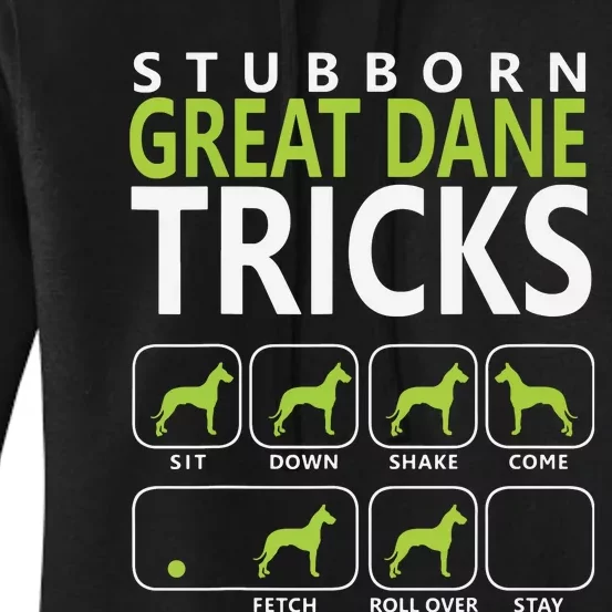 Great Dane Shirts Stubborn Great Dane Tricks Dog Women's Pullover Hoodie