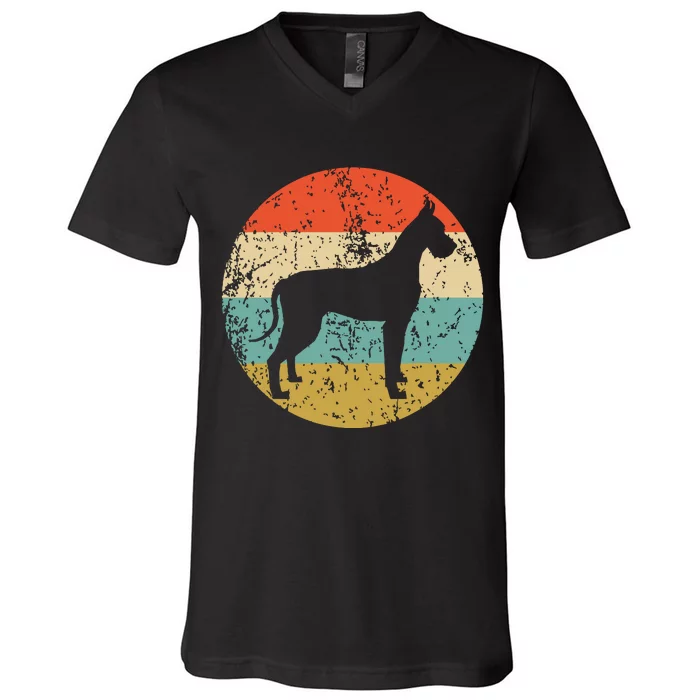 Great Dane Shirts Vintage Retro Great Dane Dog V-Neck T-Shirt