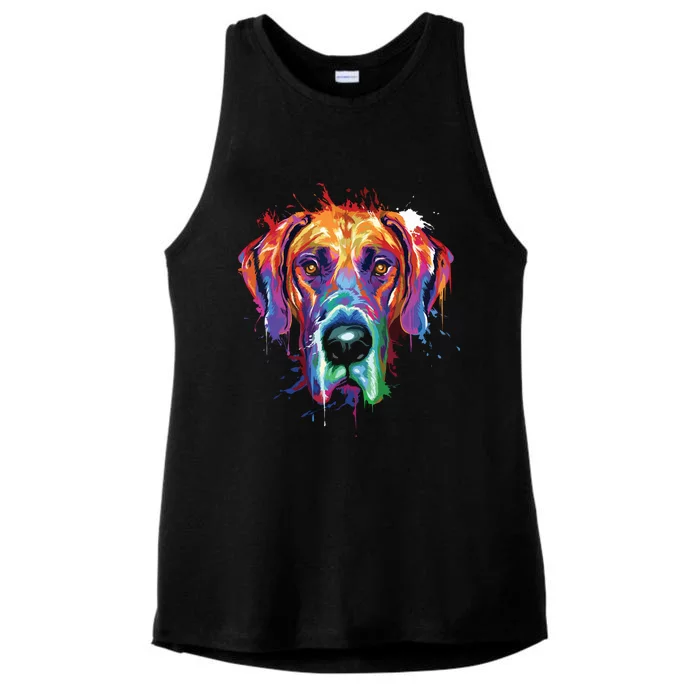 Great Dane Splash Art Dane Shirts Great Dane Gifts Ladies Tri-Blend Wicking Tank