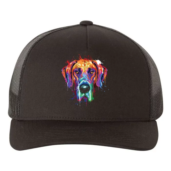 Great Dane Splash Art Dane Shirts Great Dane Gifts Yupoong Adult 5-Panel Trucker Hat