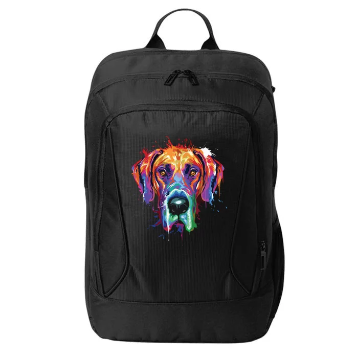 Great Dane Splash Art Dane Shirts Great Dane Gifts City Backpack