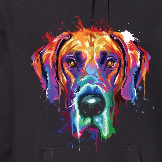 Great Dane Splash Art Dane Shirts Great Dane Gifts Premium Hoodie