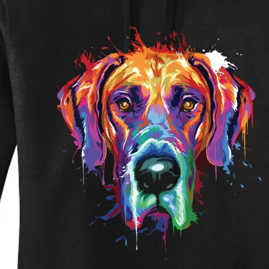 Great Dane Splash Art Dane Shirts Great Dane Gifts Women's Pullover Hoodie