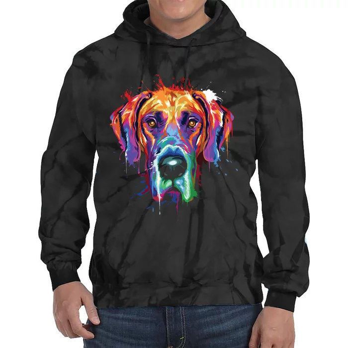 Great Dane Splash Art Dane Shirts Great Dane Gifts Tie Dye Hoodie