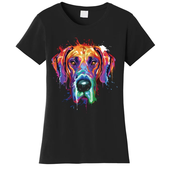 Great Dane Splash Art Dane Shirts Great Dane Gifts Women's T-Shirt