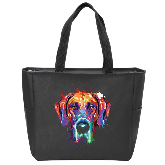 Great Dane Splash Art Dane Shirts Great Dane Gifts Zip Tote Bag