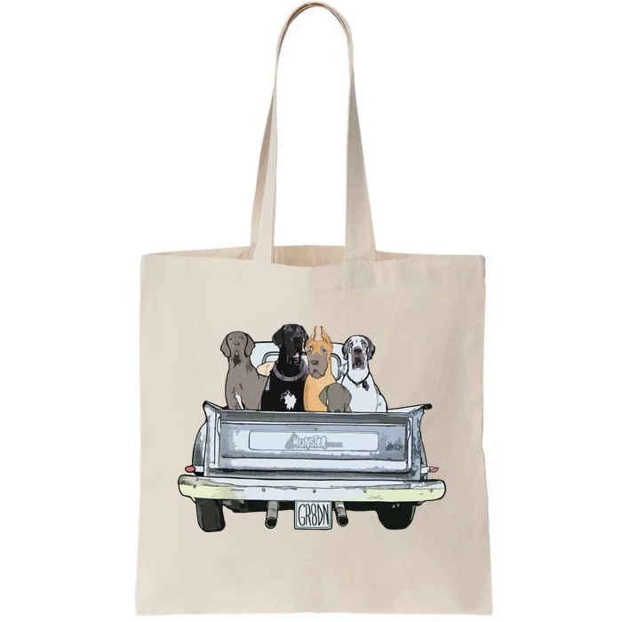 Great Dane Squad Pickup Truck Top For Men Large Dog Dad Tote Bag