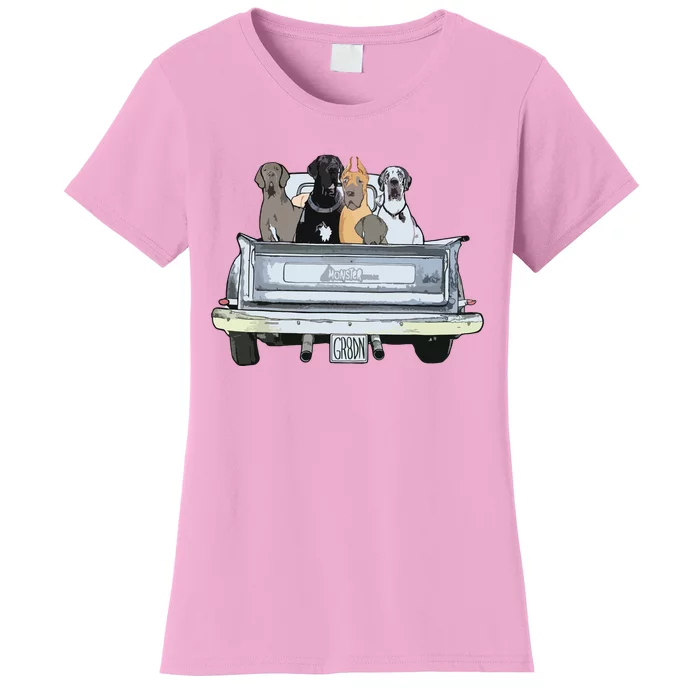 Great Dane Squad Pickup Truck Top For Men Large Dog Dad Women's T-Shirt