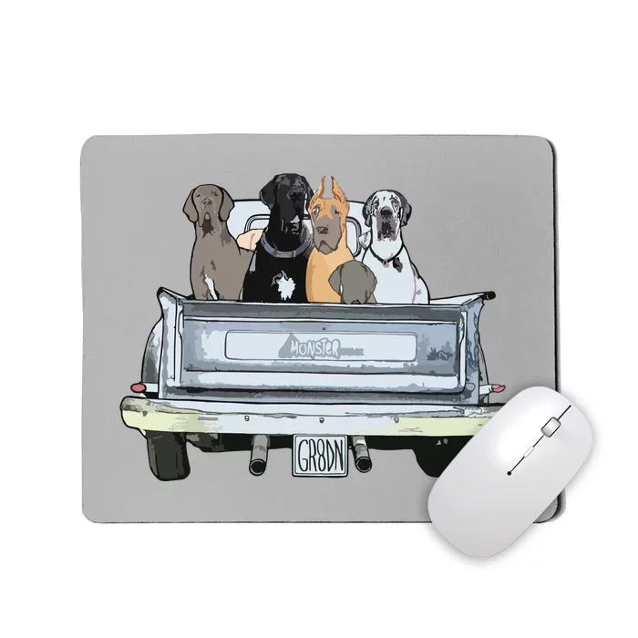 Great Dane Squad Pickup Truck Top For Men Large Dog Dad Mousepad