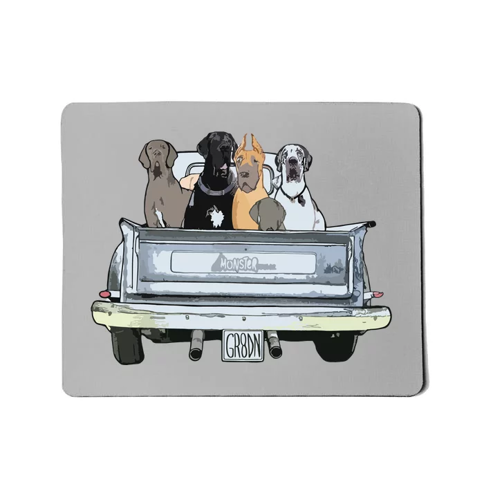 Great Dane Squad Pickup Truck Top For Men Large Dog Dad Mousepad