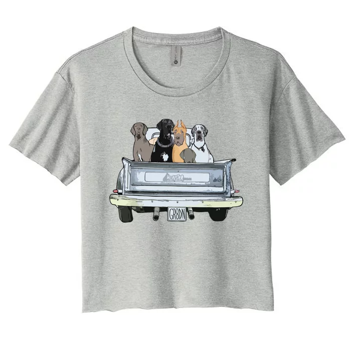 Great Dane Squad Pickup Truck Top For Men Large Dog Dad Women's Crop Top Tee