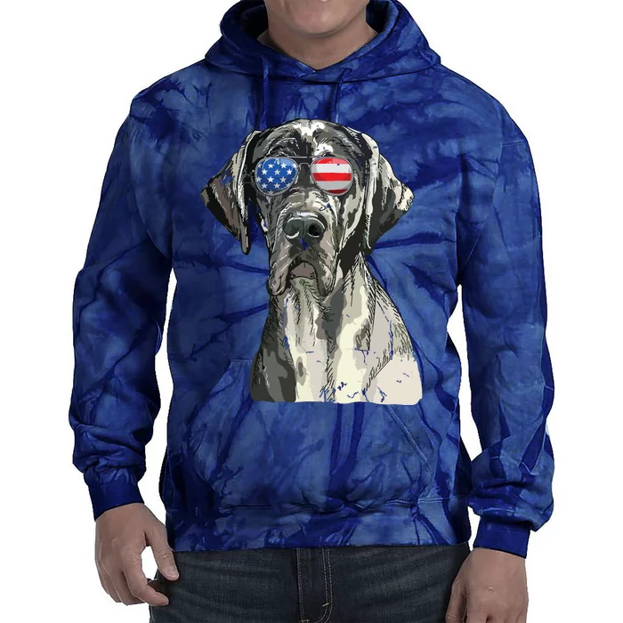 Great Dane Sunglasses American USA Flag 4th Of July Fourth Tie Dye Hoodie