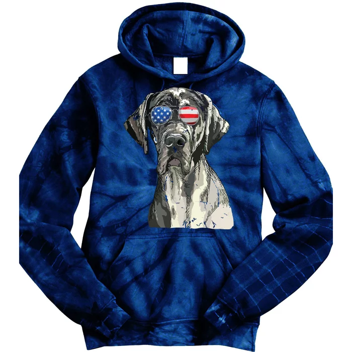 Great Dane Sunglasses American USA Flag 4th Of July Fourth Tie Dye Hoodie