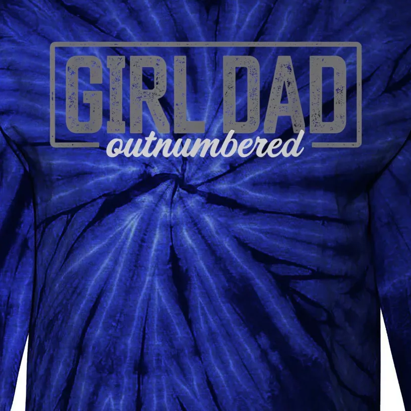 Girl Dad Shirt For Men Father's Day Outnumbered Girl Dad Tie-Dye Long Sleeve Shirt