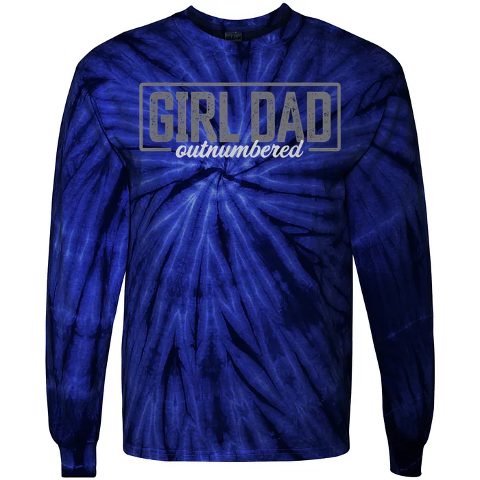 Girl Dad Shirt For Men Father's Day Outnumbered Girl Dad Tie-Dye Long Sleeve Shirt