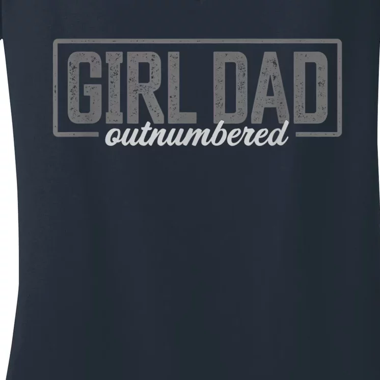 Girl Dad Shirt For Men Father's Day Outnumbered Girl Dad Women's V-Neck T-Shirt