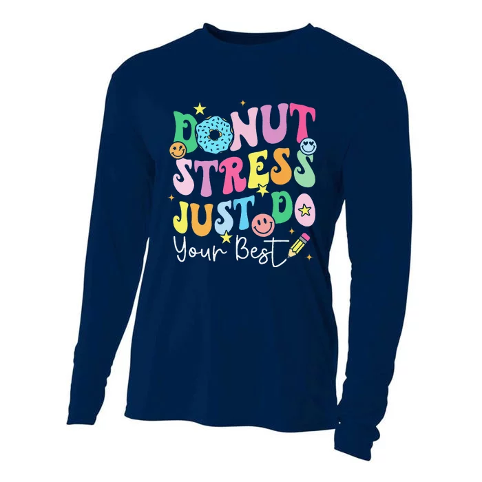 Groovy Donut Stress Just Do Your Best Test Day Teachers Cooling Performance Long Sleeve Crew