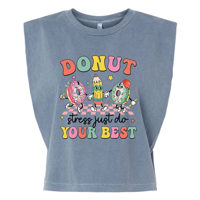 Groovy Donut Stress Just Do Your Best Testing Day Teachers Garment-Dyed Women's Muscle Tee