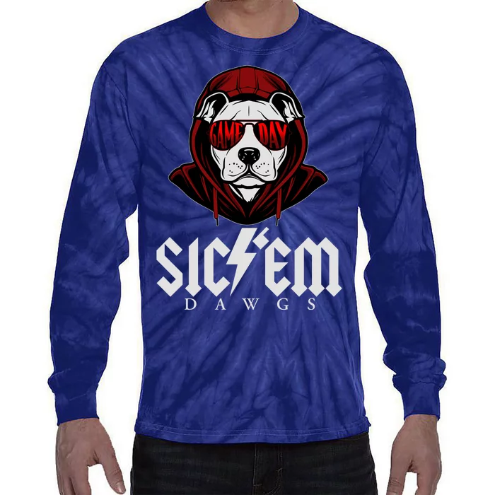 Game Day Sic Em Bulldog Tie-Dye Long Sleeve Shirt