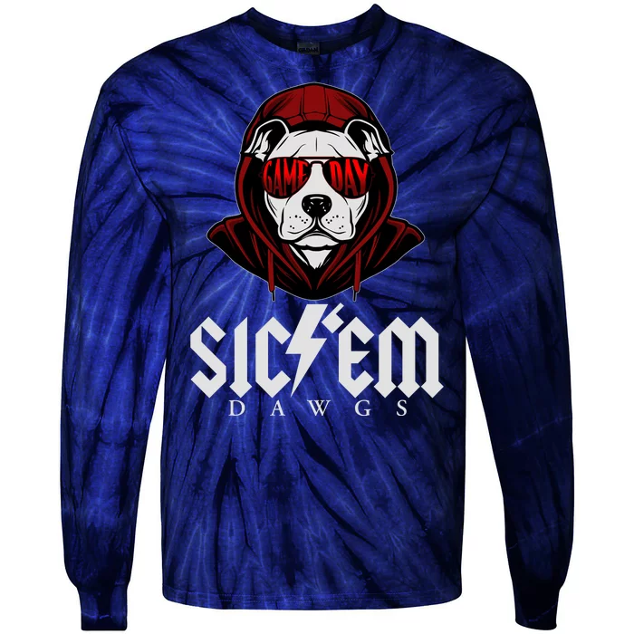 Game Day Sic Em Bulldog Tie-Dye Long Sleeve Shirt