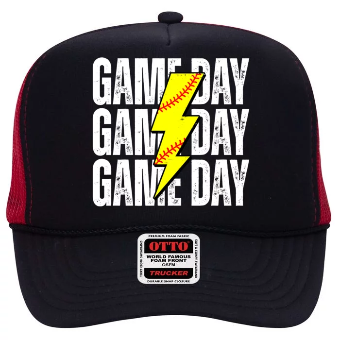 Game Day Softball Sport Vintage High Crown Mesh Trucker Hat