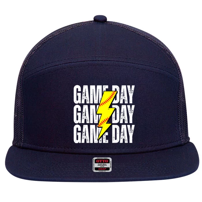 Game Day Softball Sport Vintage 7 Panel Mesh Trucker Snapback Hat