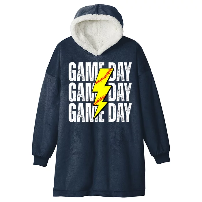 Game Day Softball Sport Vintage Hooded Wearable Blanket