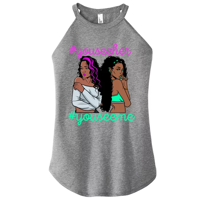 Galentines Day Single Best Melanin Queen Black Friends Funny Gift Women’s Perfect Tri Rocker Tank