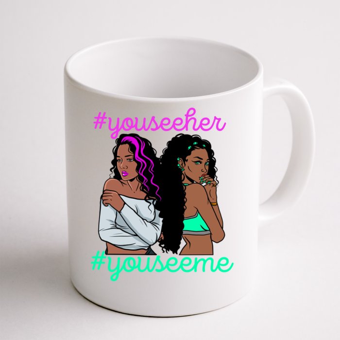 Galentines Day Single Best Melanin Queen Black Friends Funny Gift Front & Back Coffee Mug