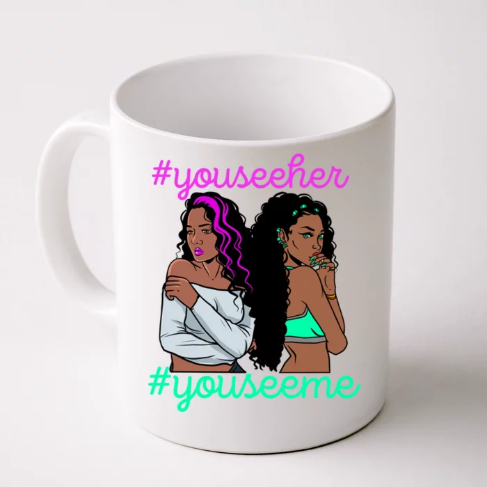 Galentines Day Single Best Melanin Queen Black Friends Funny Gift Front & Back Coffee Mug