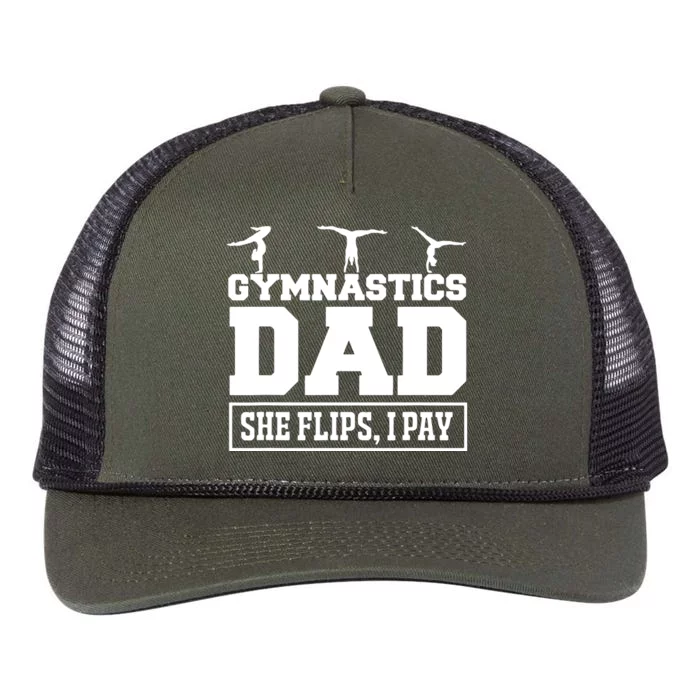 Gymnastics Dad She Flips I Pay Gymnastics Dad Gifts Retro Rope Trucker Hat Cap