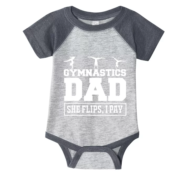 Gymnastics Dad She Flips I Pay Gymnastics Dad Gifts Infant Baby Jersey Bodysuit