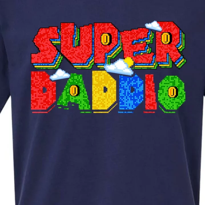 Gamer Dad Super Daddio Fathers Day Funny Gift Sueded Cloud Jersey T-Shirt