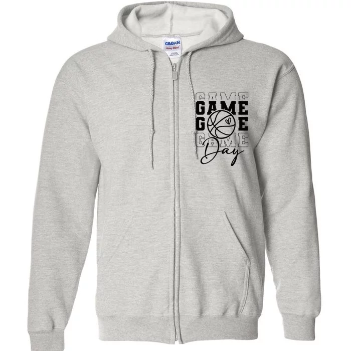 Game Day Sport Lover Mothers Day Basketball Mom Full Zip Hoodie