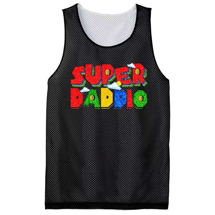 Gamer Dad Super Daddio Father's Day Funny Gift Mesh Reversible Basketball Jersey Tank