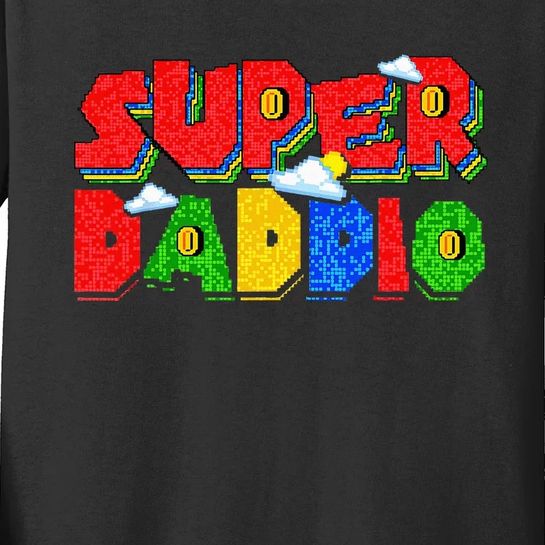 Gamer Dad Super Daddio Father's Day Funny Gift Kids Long Sleeve Shirt