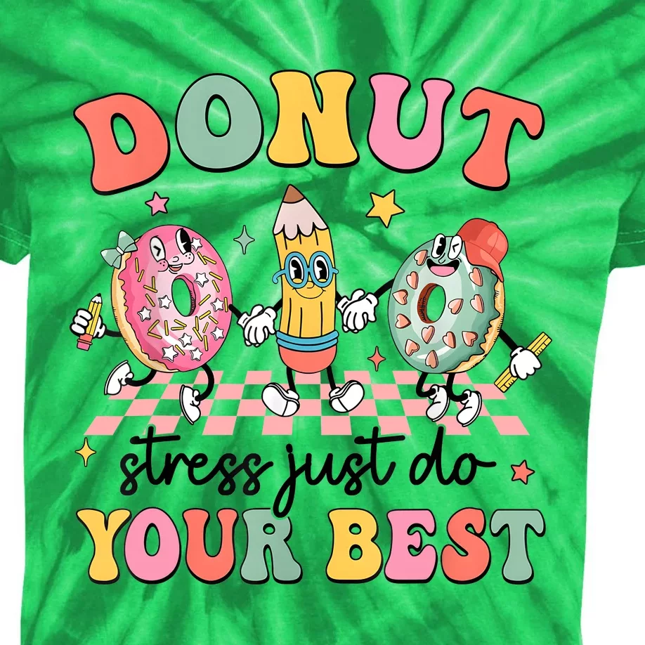 Groovy Donut Stress Just Do Your Best Test Day Teachers Kids Tie-Dye T-Shirt