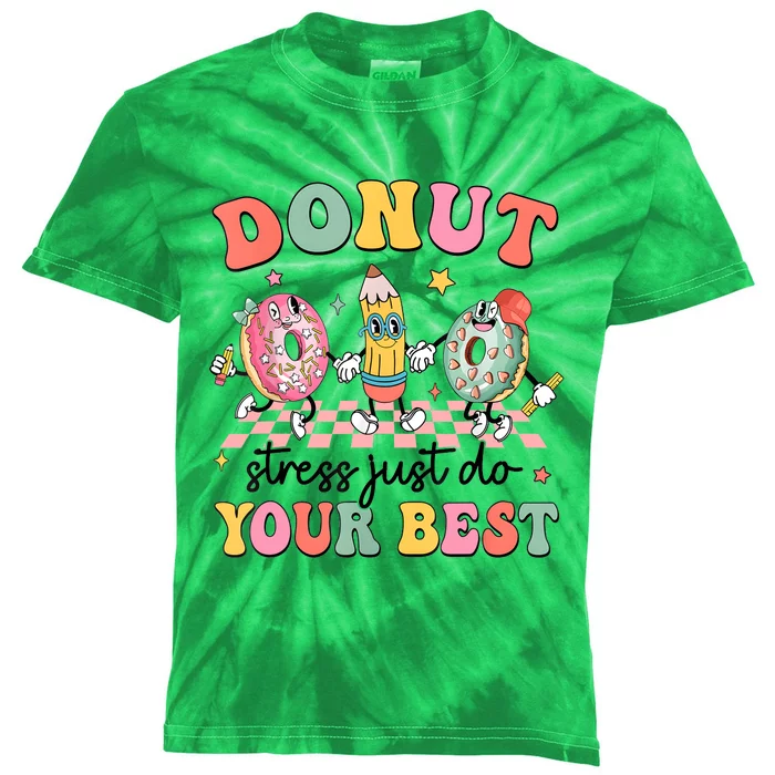 Groovy Donut Stress Just Do Your Best Test Day Teachers Kids Tie-Dye T-Shirt