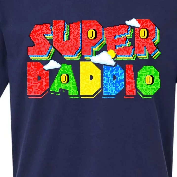 Gamer Dad Super Daddio Fathers Day Funny Gift Sueded Cloud Jersey T-Shirt