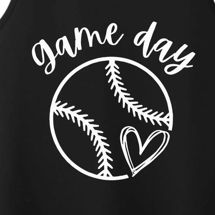 Game Day Softball Heart Love Baseball Performance Tank