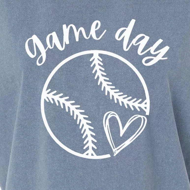 Game Day Softball Heart Love Baseball Garment-Dyed Women's Muscle Tee